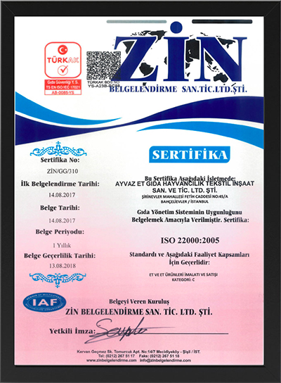 Ayvaz Et Sertifika 1