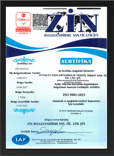 Ayvaz Et Sertifika 2